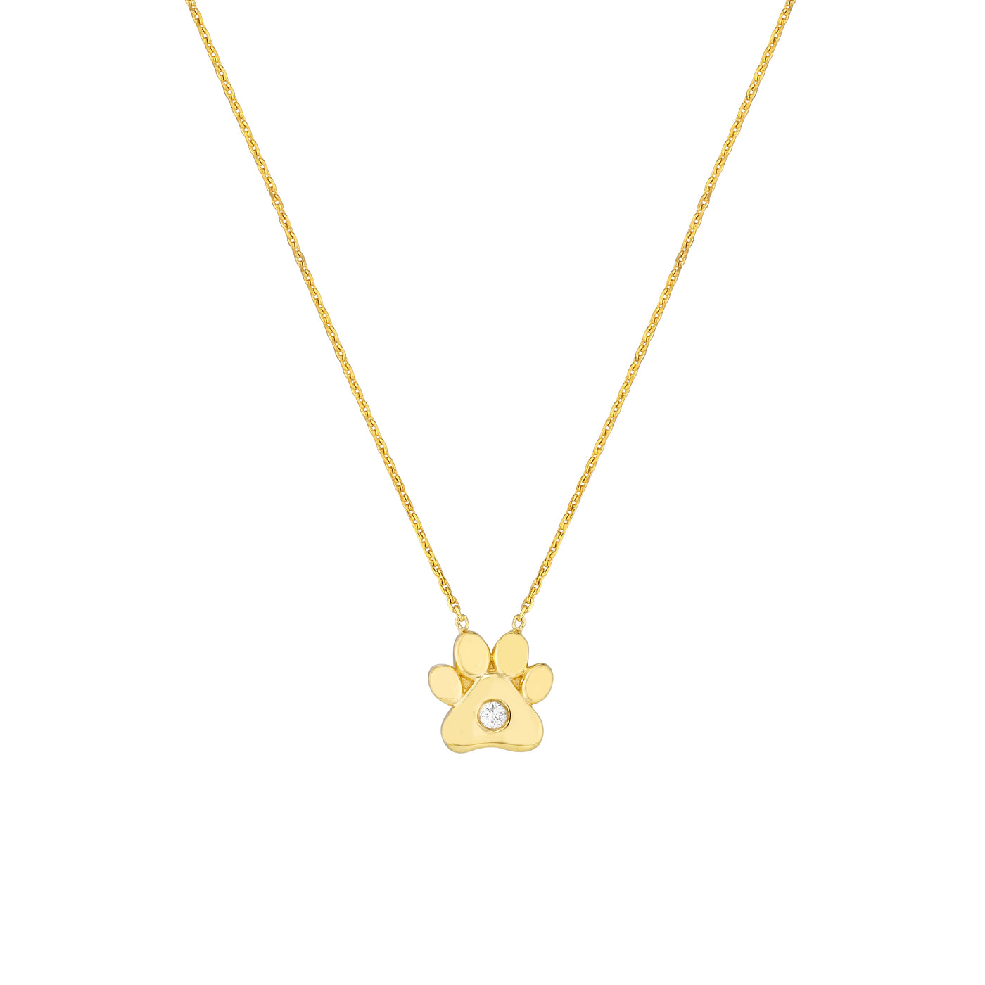 3pt Diamond Paw Pendant Necklace