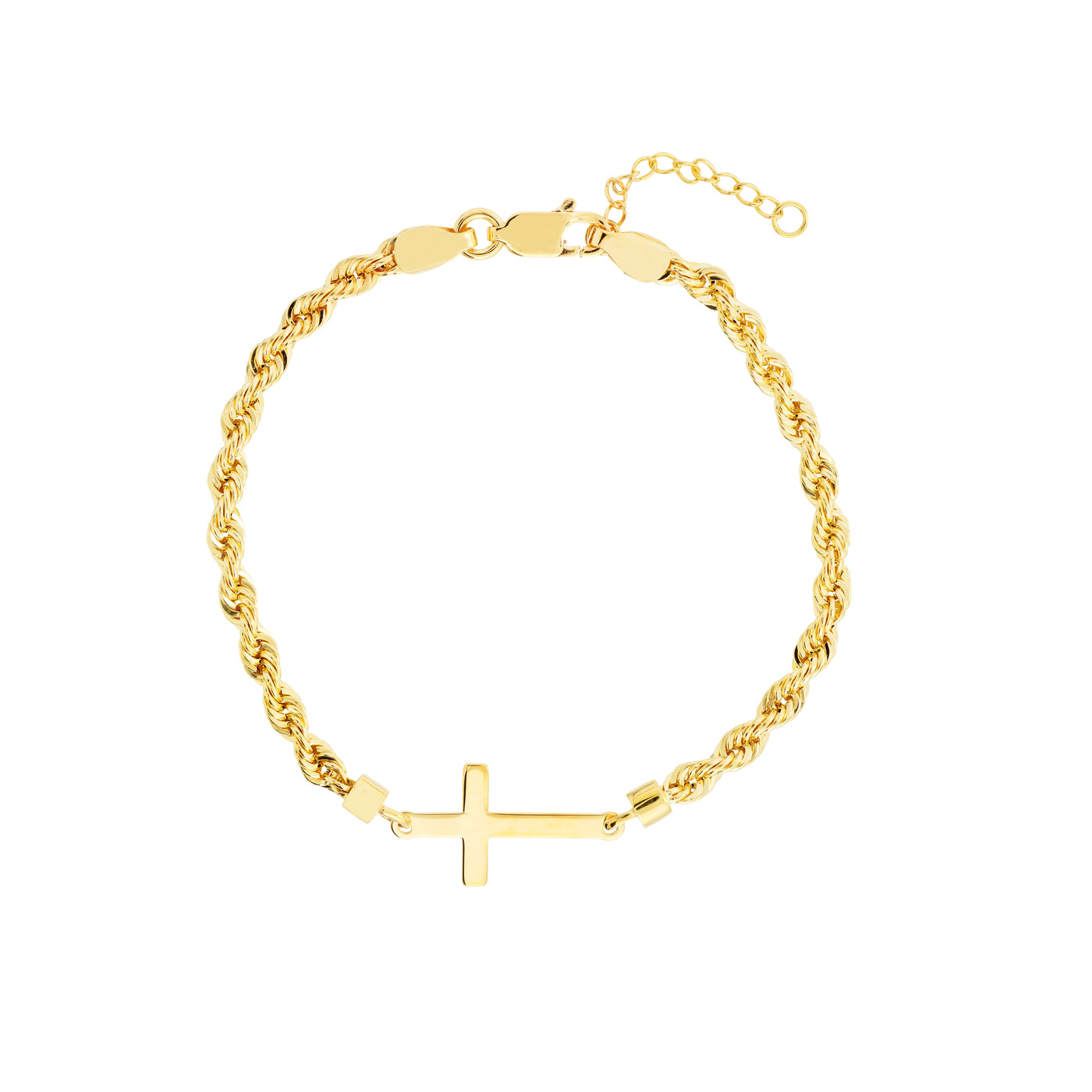 Cross on Rope Chain Adjustable Bracelet