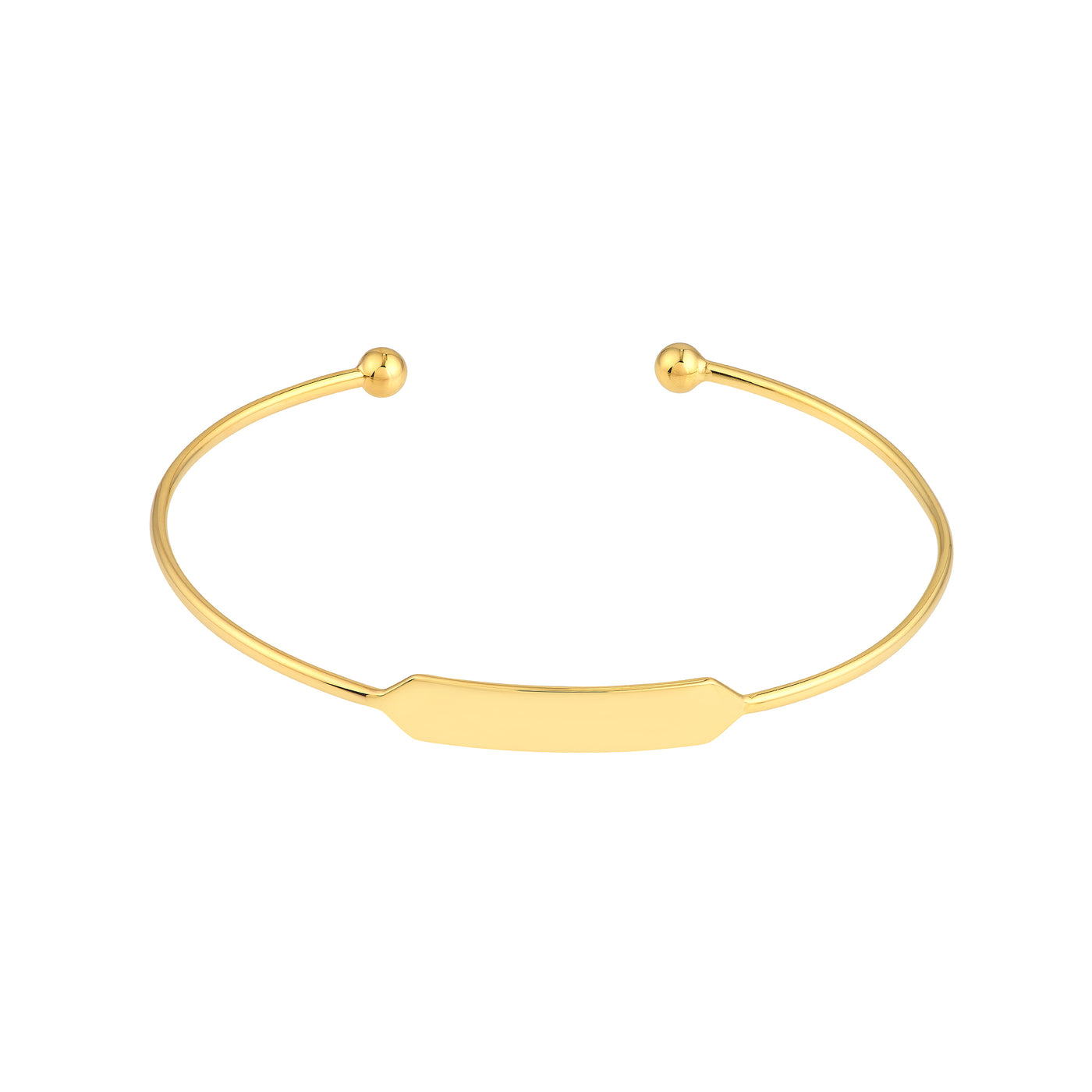 Engravable ID Cuff Bangle with Beaded Ends