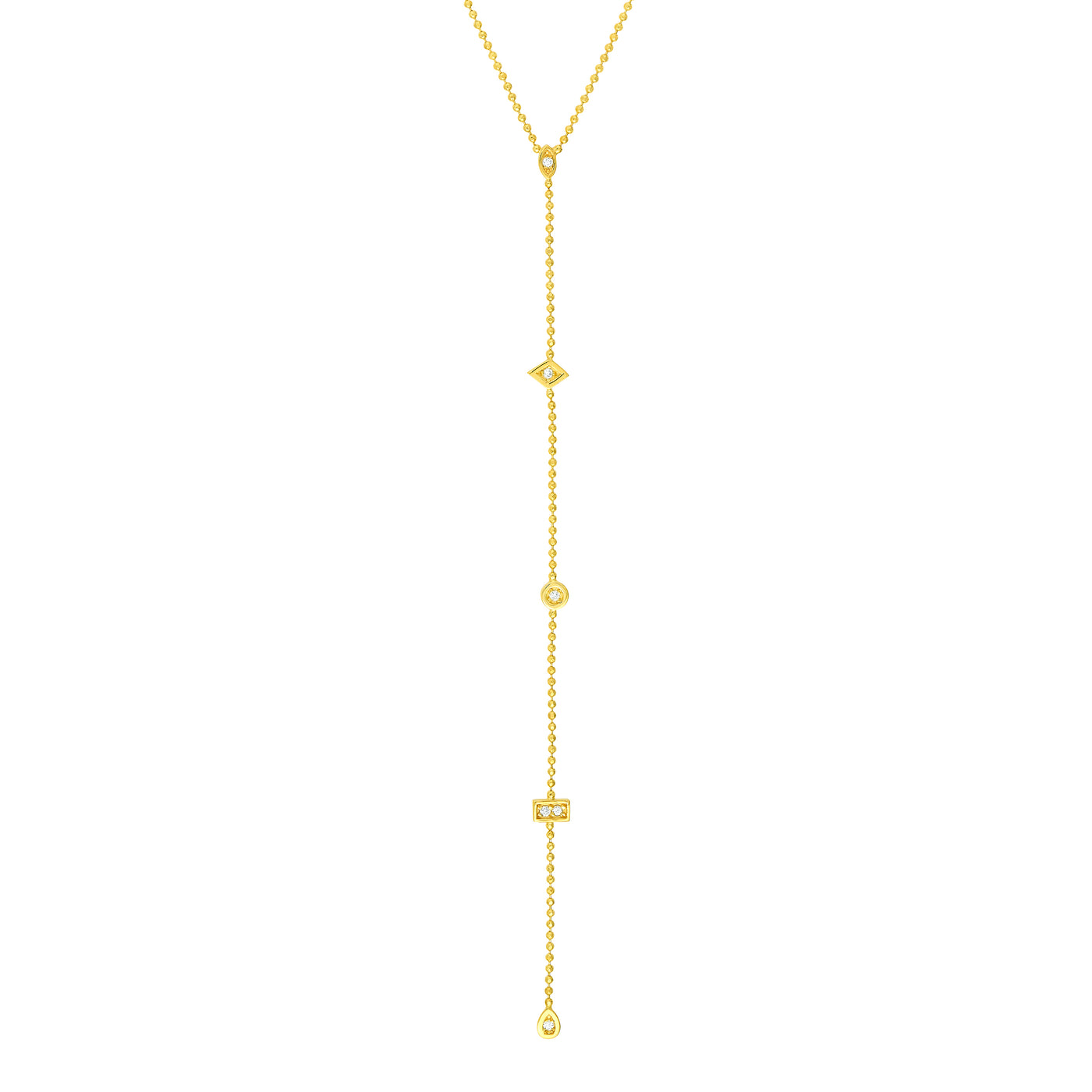 Diamond Y-Necklace with Geometric Elements