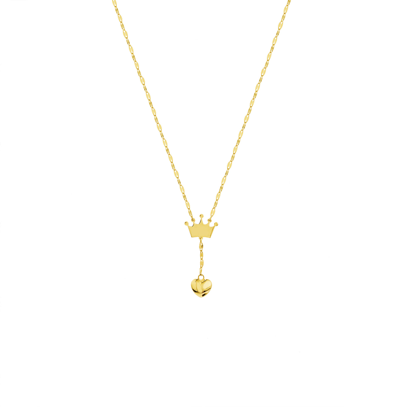 Puffed Crown & Heart Drop Baby Necklace