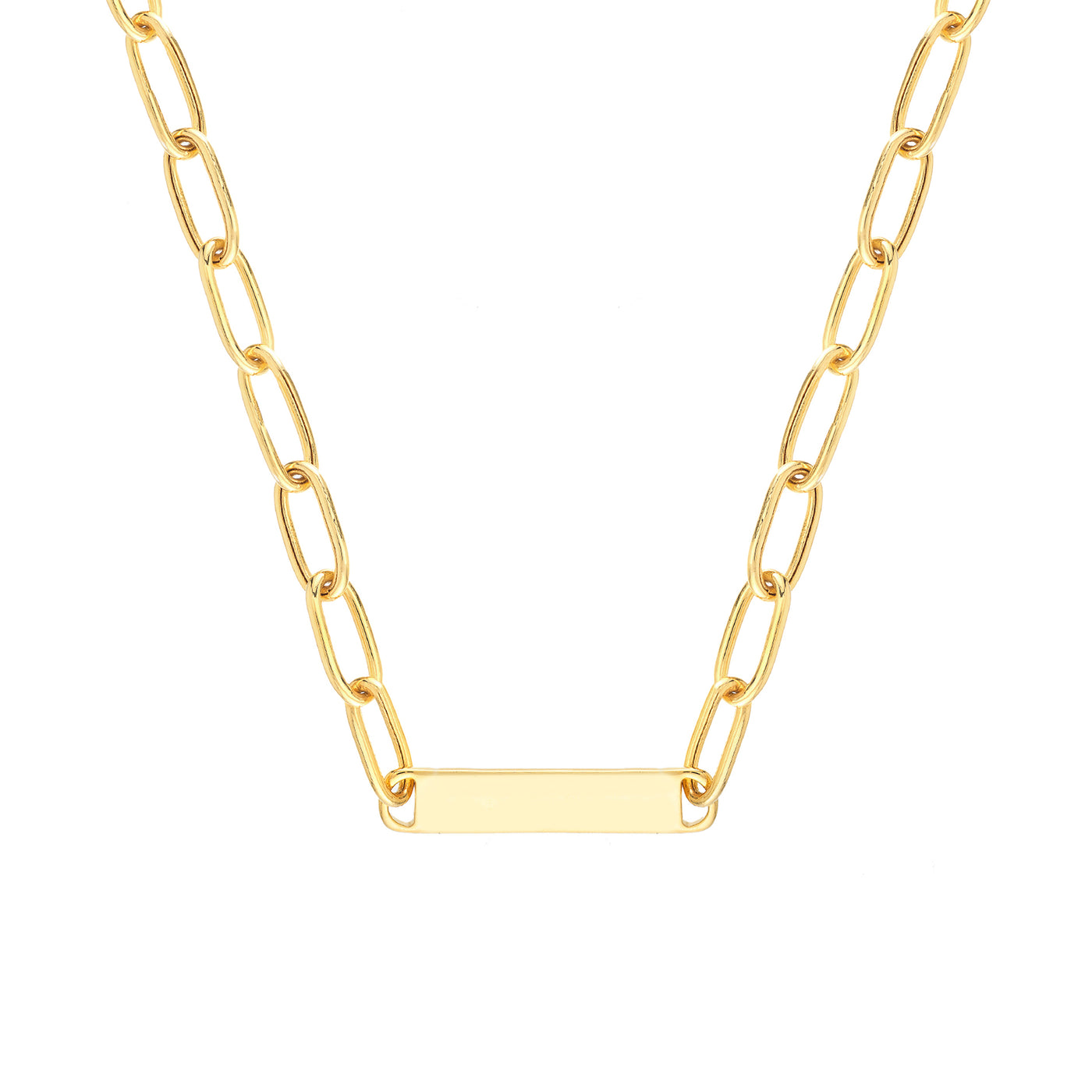 Paper Clip Chain w/Engravable ID Bar