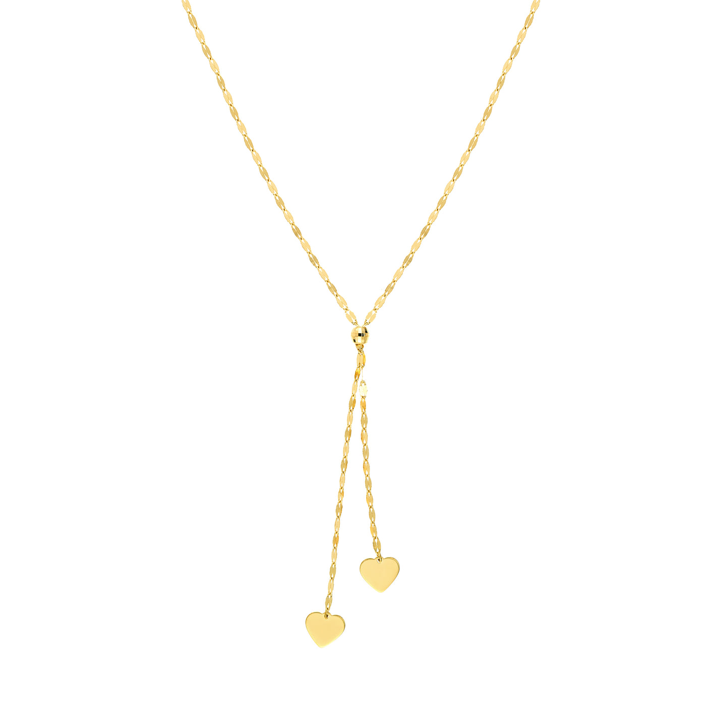 High Polished Heart Adjustable Lariat Necklace