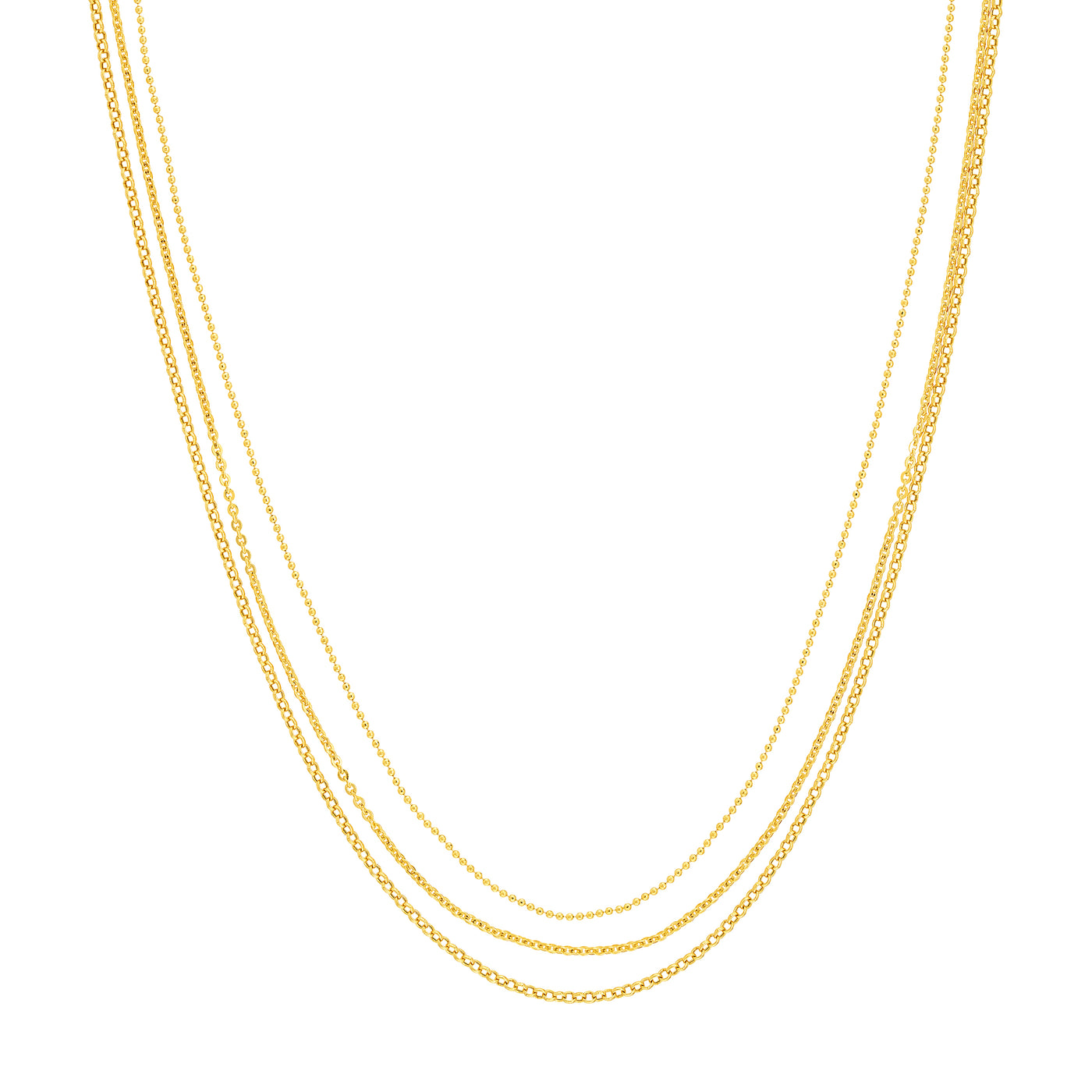 Mixed-Link Triple Strand Necklace