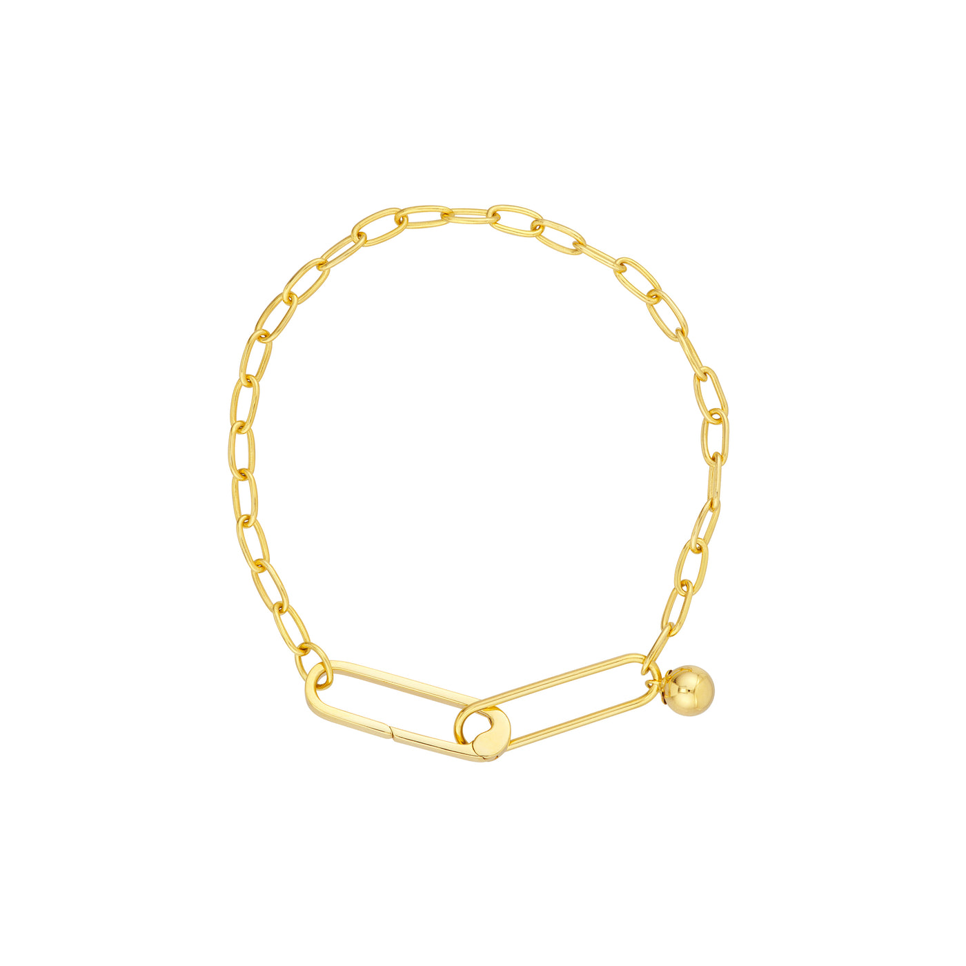 Push Lock Paper Clip Bracelet with Bead Charm