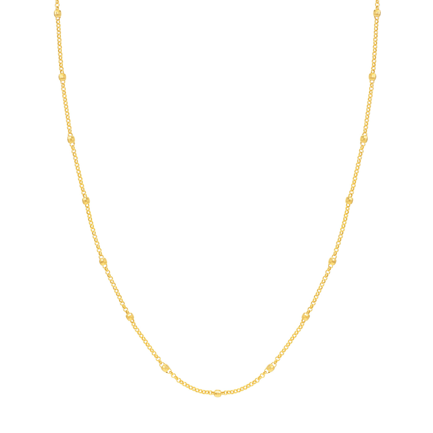 3mm Disco Bead Rolo Chain Necklace