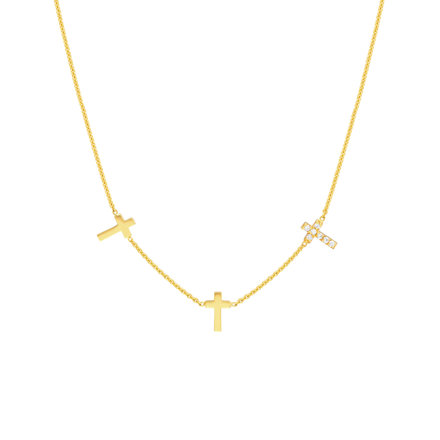 Triple Cross with Diamond Necklace