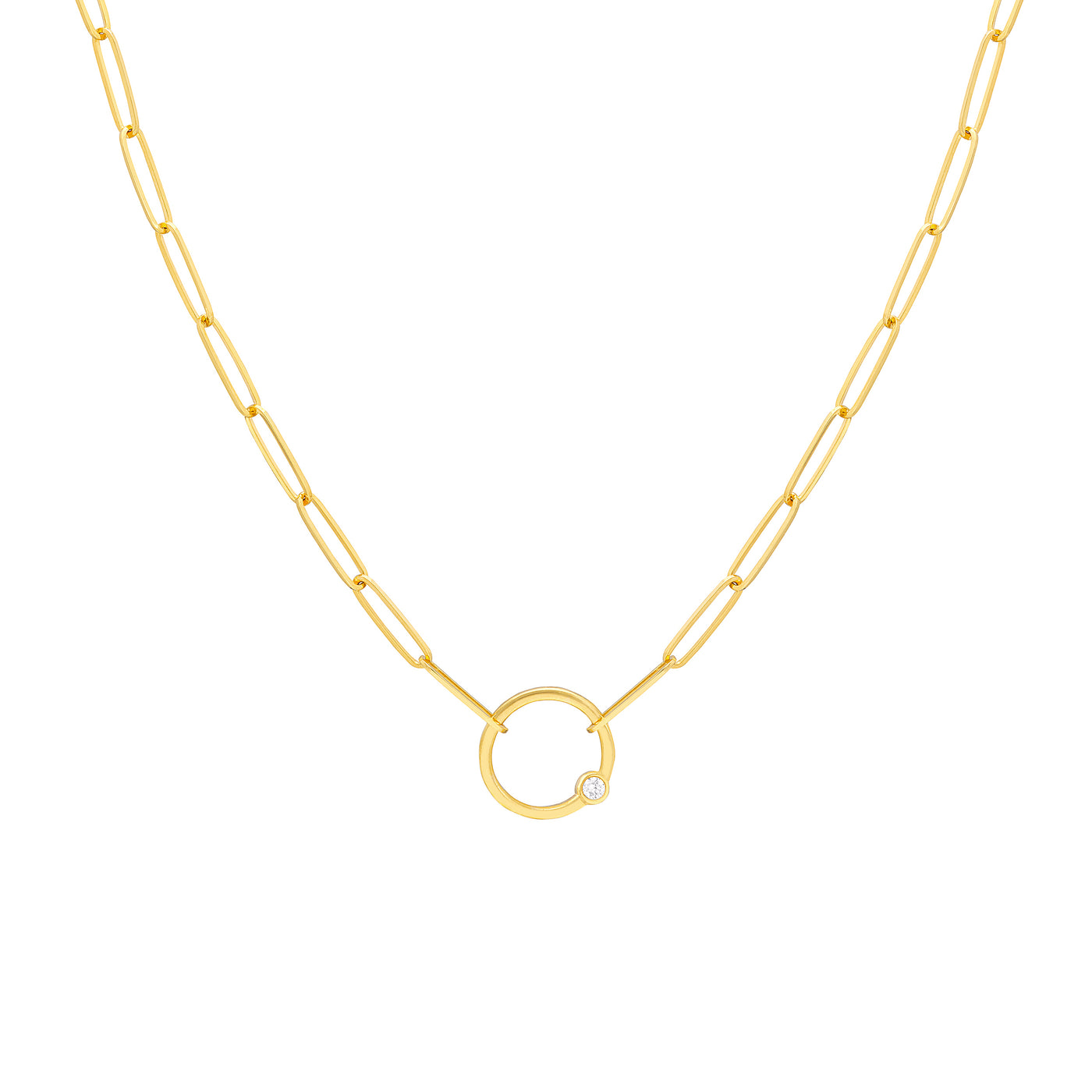 Bezel Diamond Ring Paper Clip Necklace