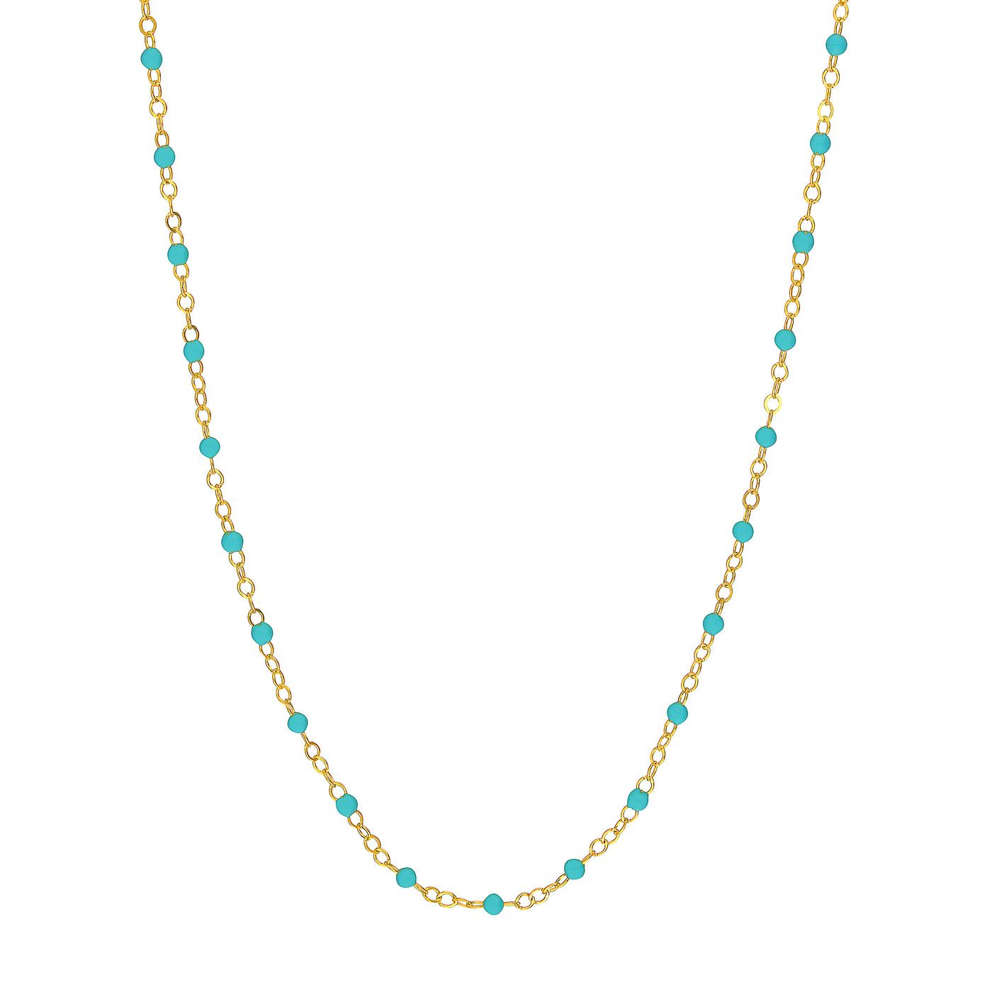 Light Turquoise Enamel Bead on Piatto Chain