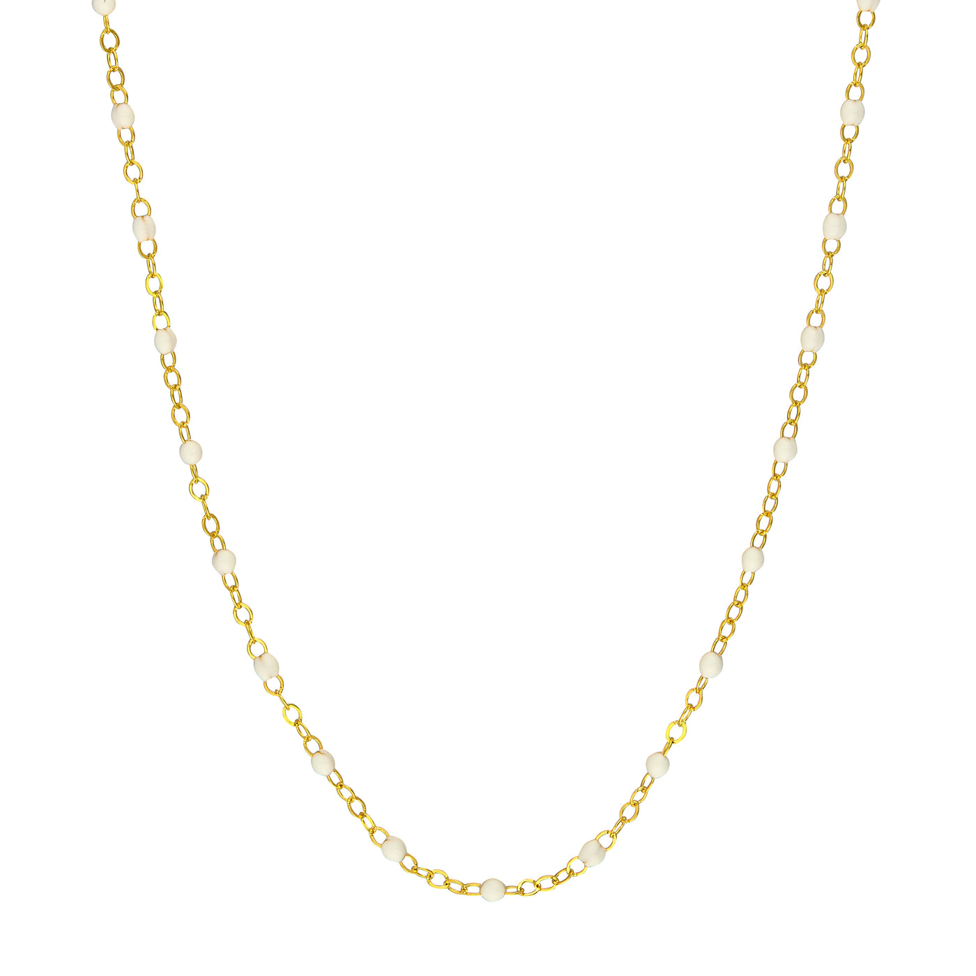 White Enamel Bead on Piatto Chain