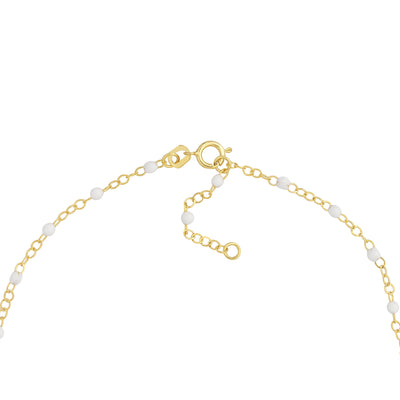 White Enamel Bead on Piatto Chain