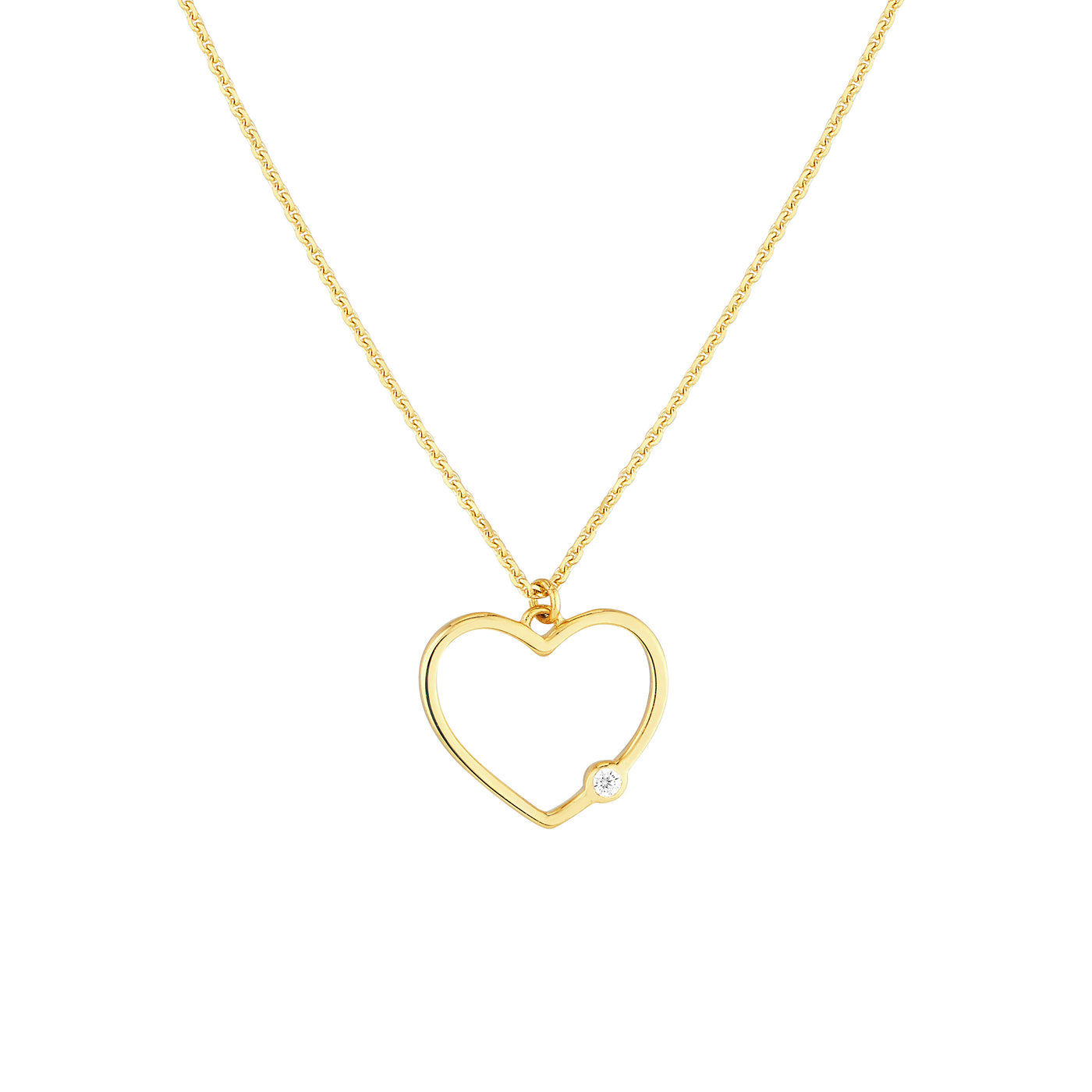 Open Heart Diamond Bezel Necklace