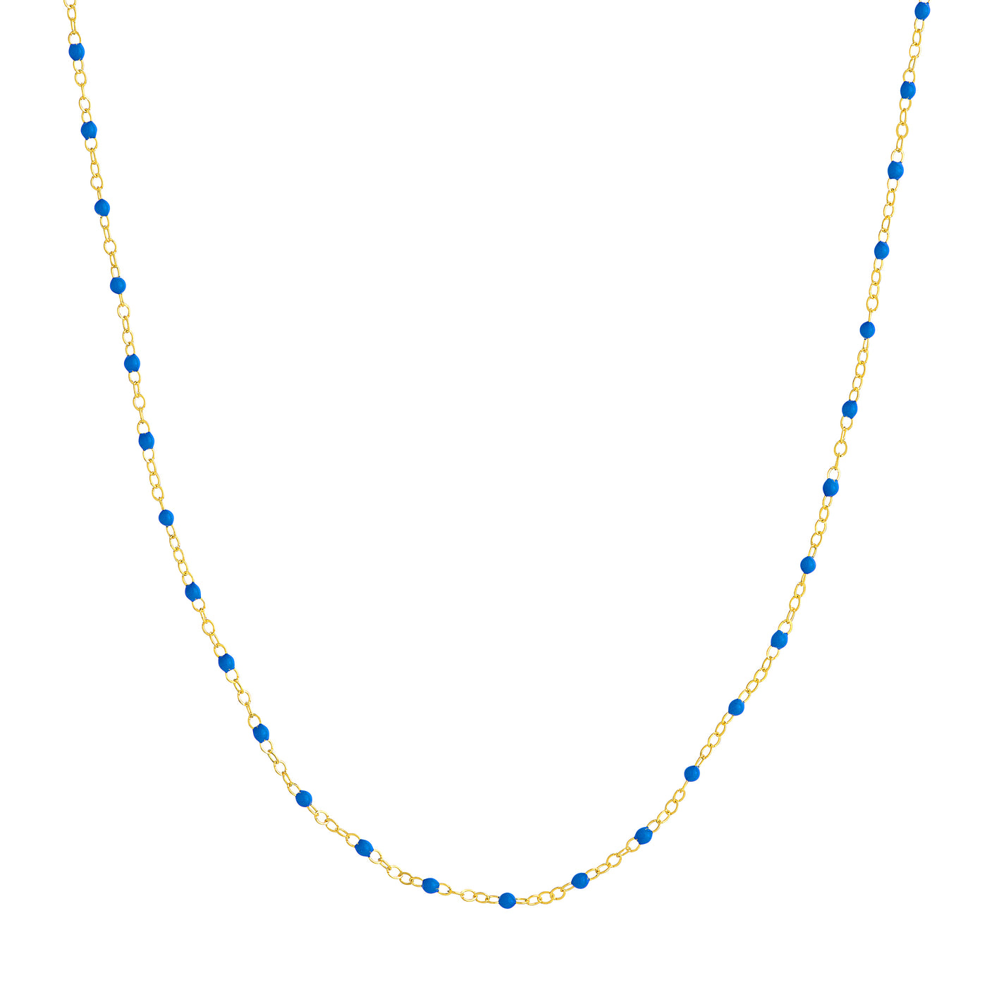 Cobalt Enamel Bead on Piatto Chain