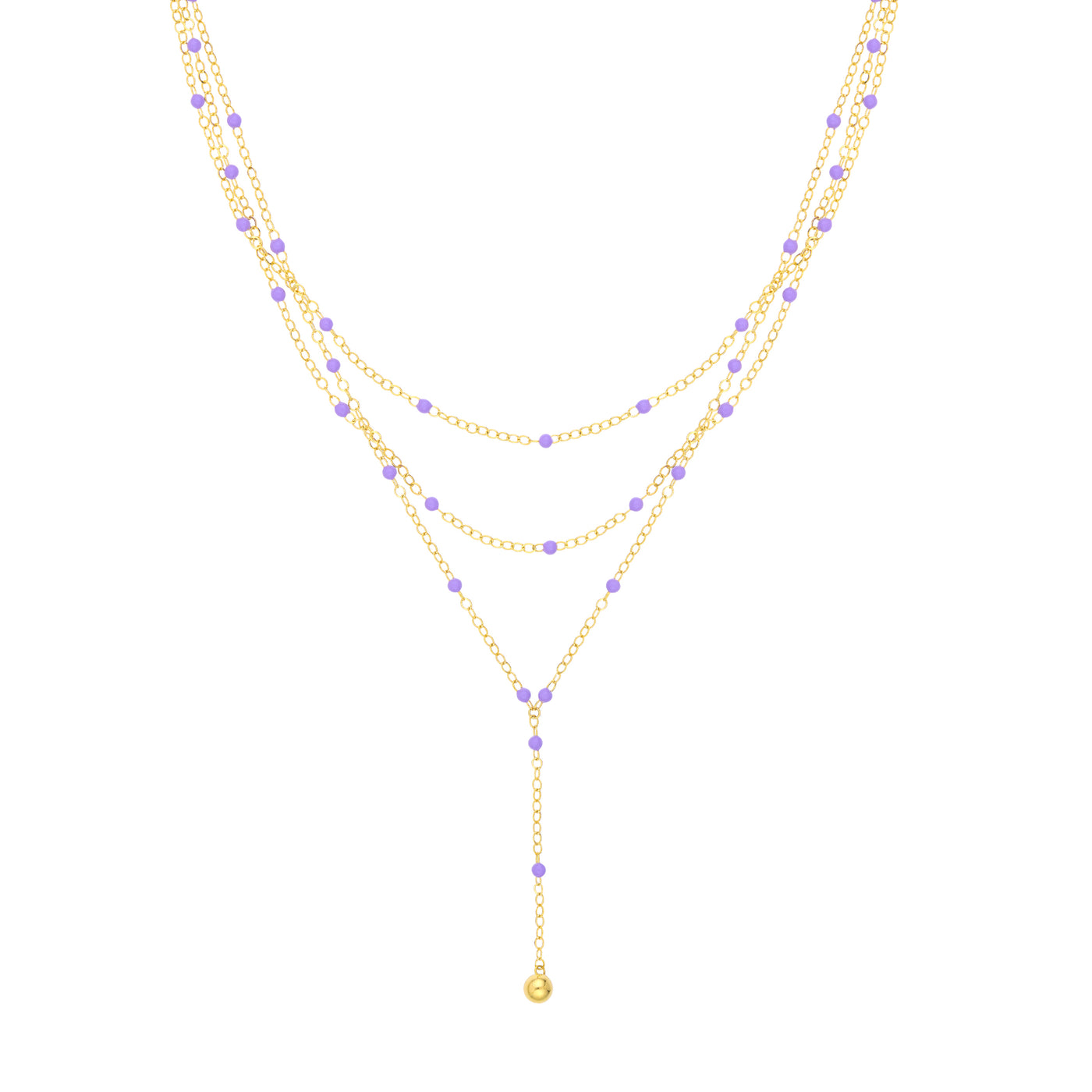 Lilac Enamel Layered Lariat Necklace