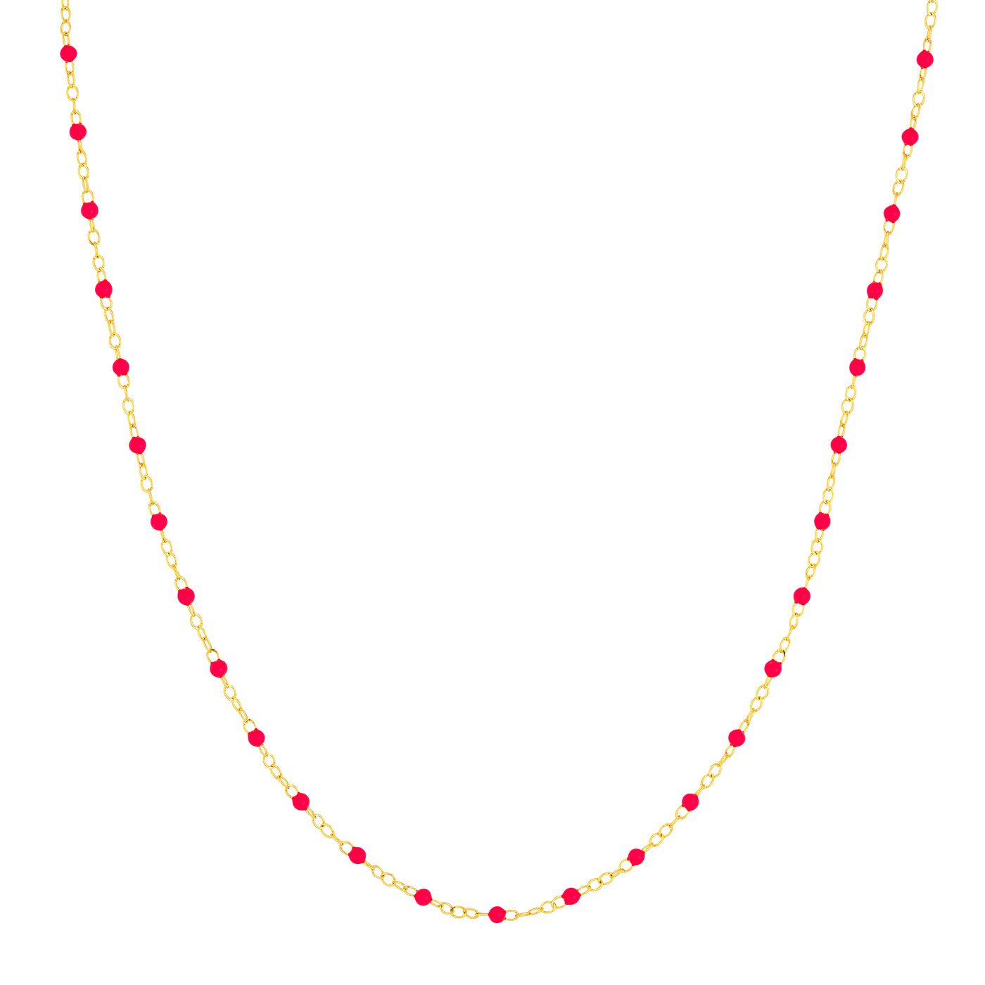 Neon Pink Enamel Bead Piatto Chain