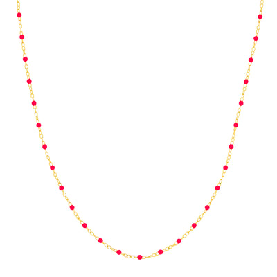 Neon Pink Enamel Bead Piatto Chain