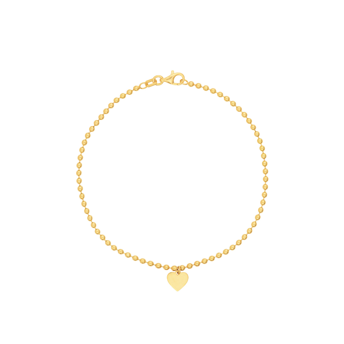 2.0mm Beaded Chain with Dangle Heart Bracelet