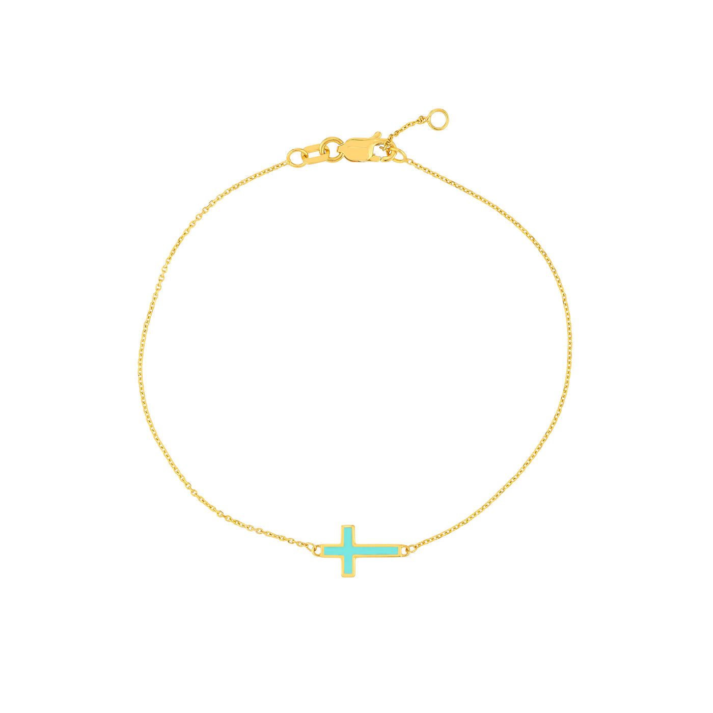 Lt.Turquoise Enamel Sideways Cross Bracelet