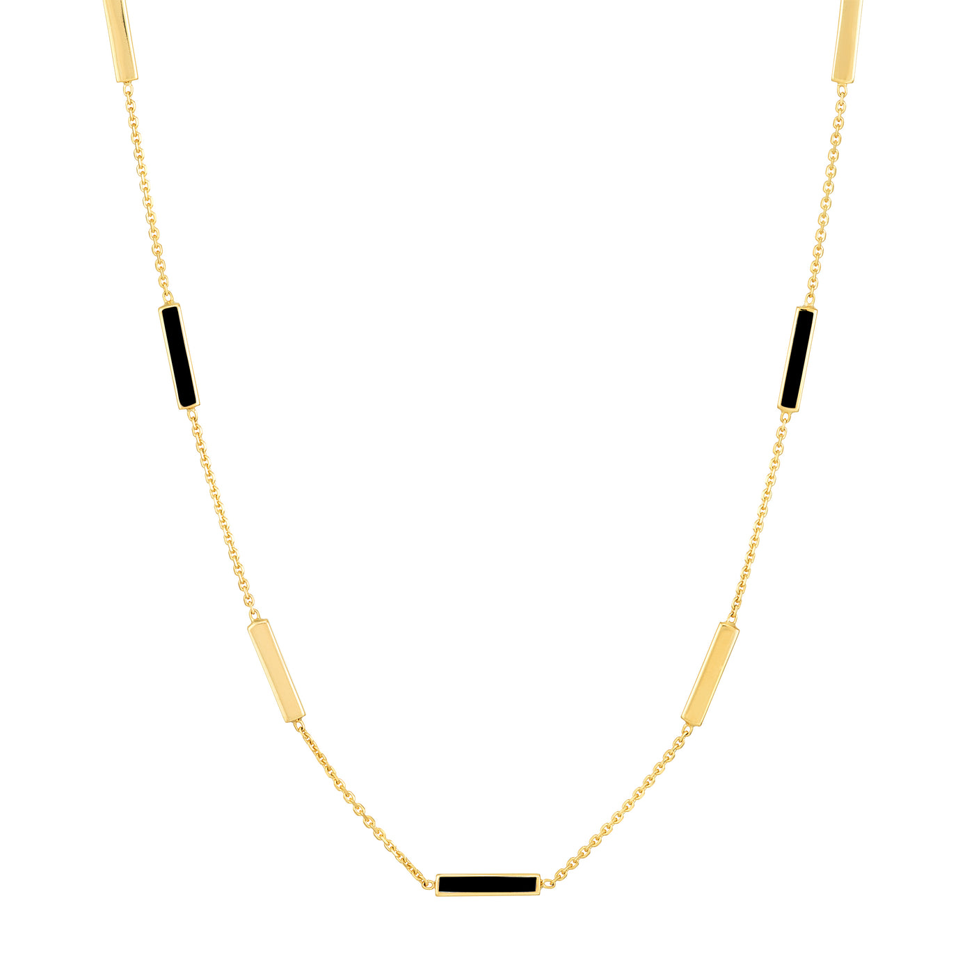 Black Enamel Alternating Bar Station Necklace