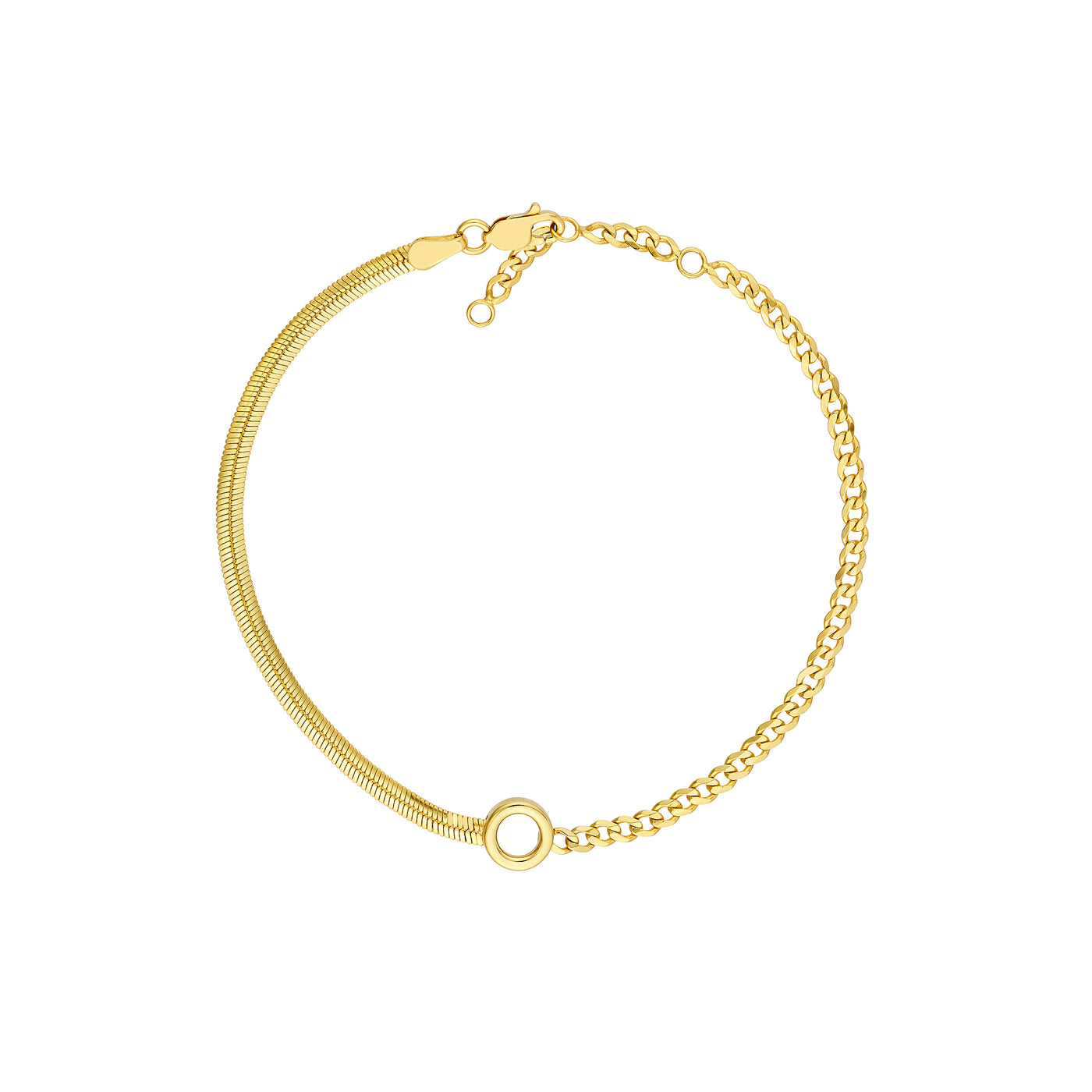 50/50 Snake + Curb Circle Station Bracelet Adjustable LL