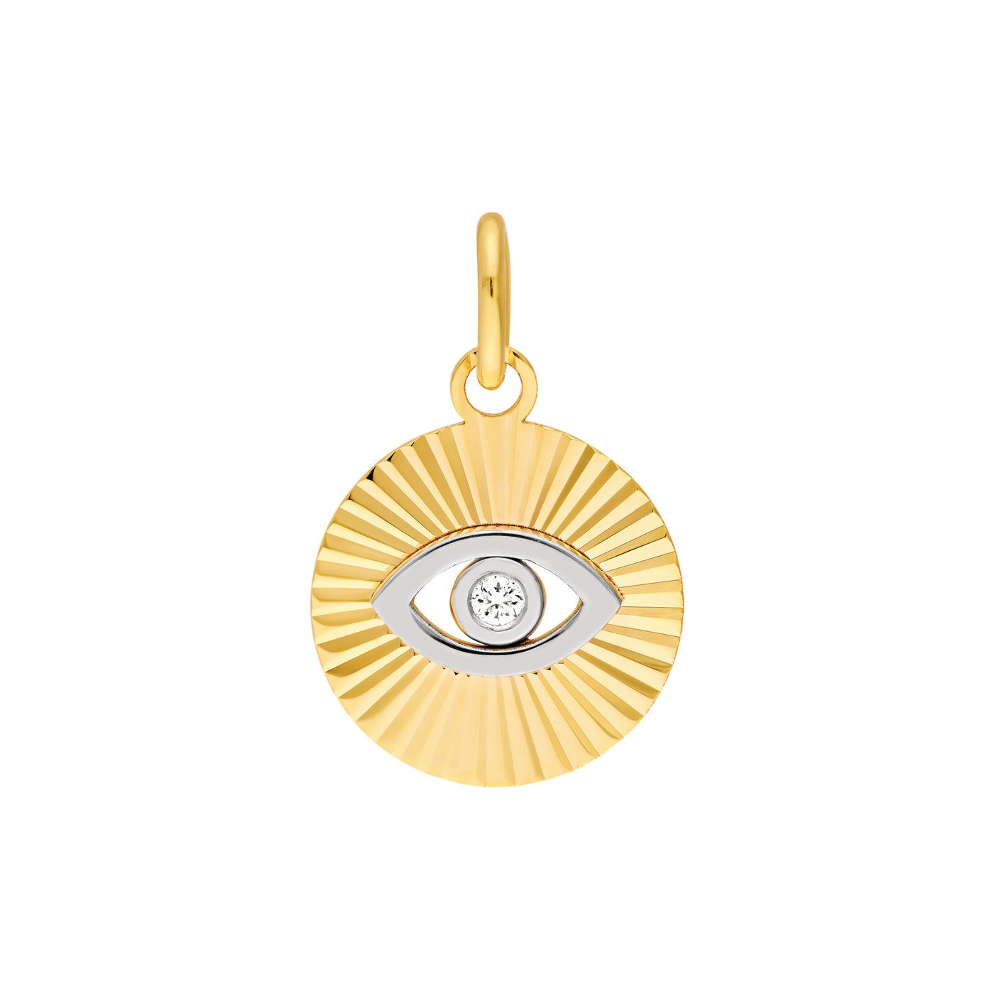 Diamond Two Tone Fluted Evil Eye Charm