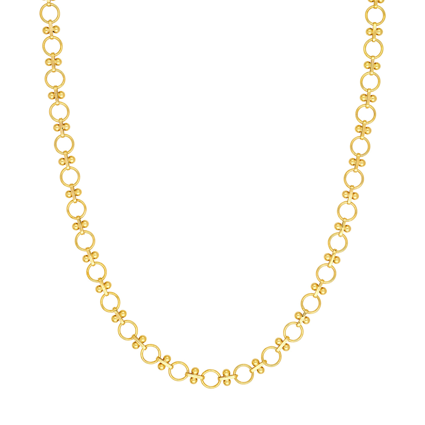 Alternating Round Link and Beaded Bar Necklace