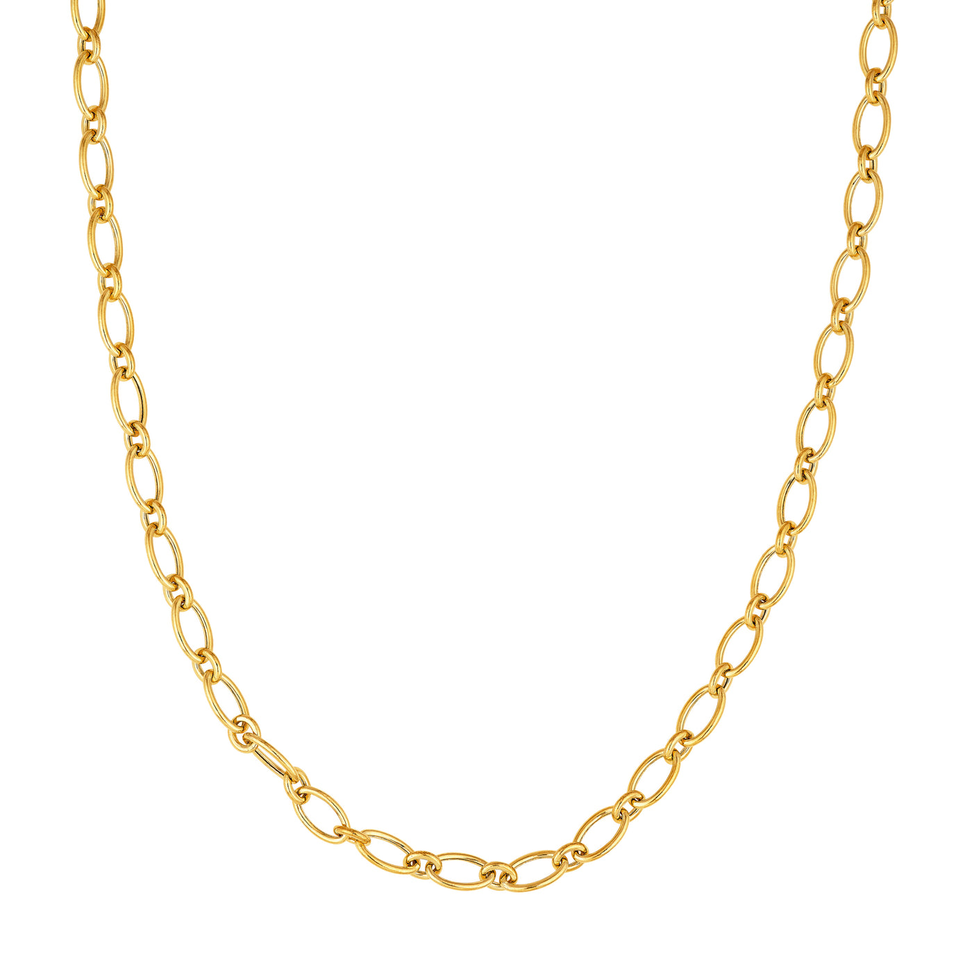Hollow Oval Link 1+1 Chain Necklace