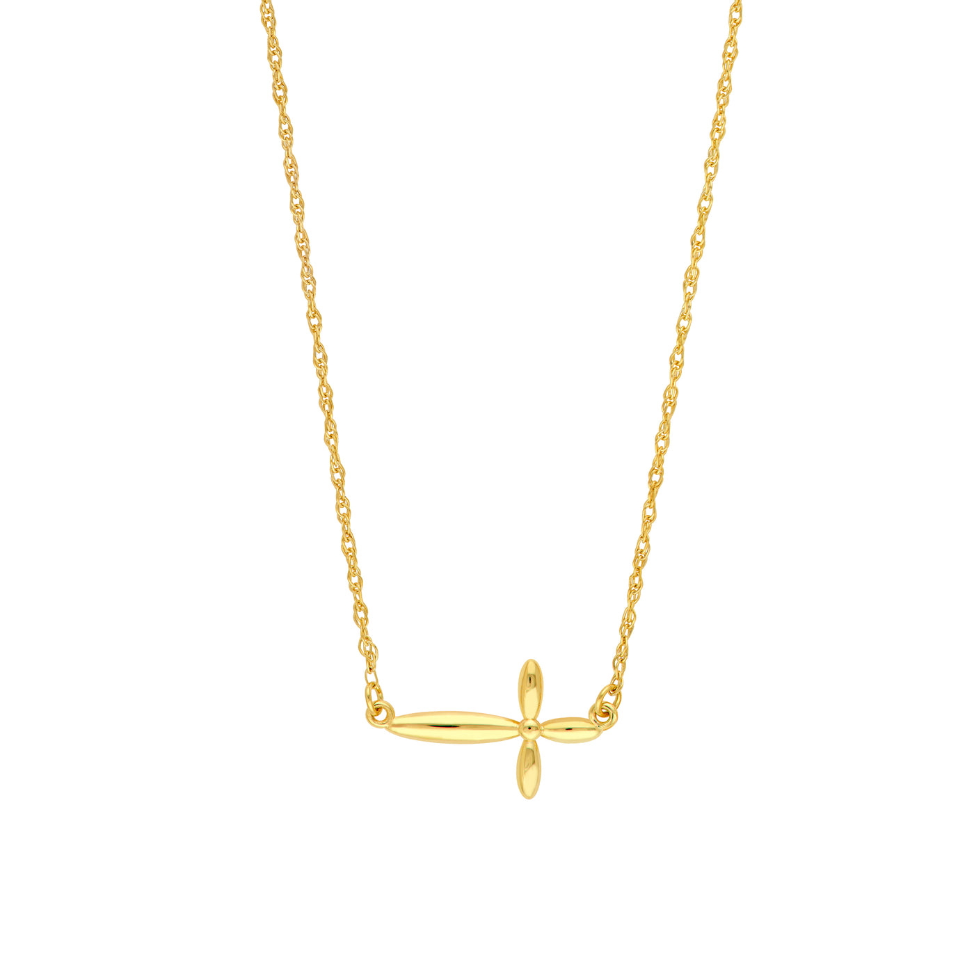 Puffy East West Cross Pendant Necklace