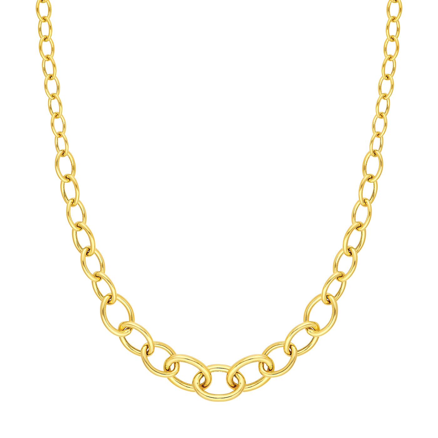 Hollow Graduated Oval Link Necklace
