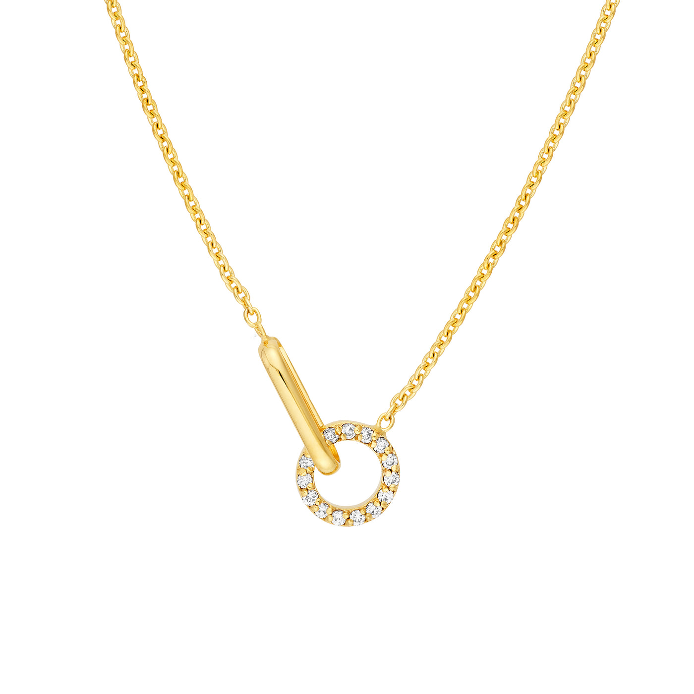 1/15tcw Diamond Round Link to Oval Necklace