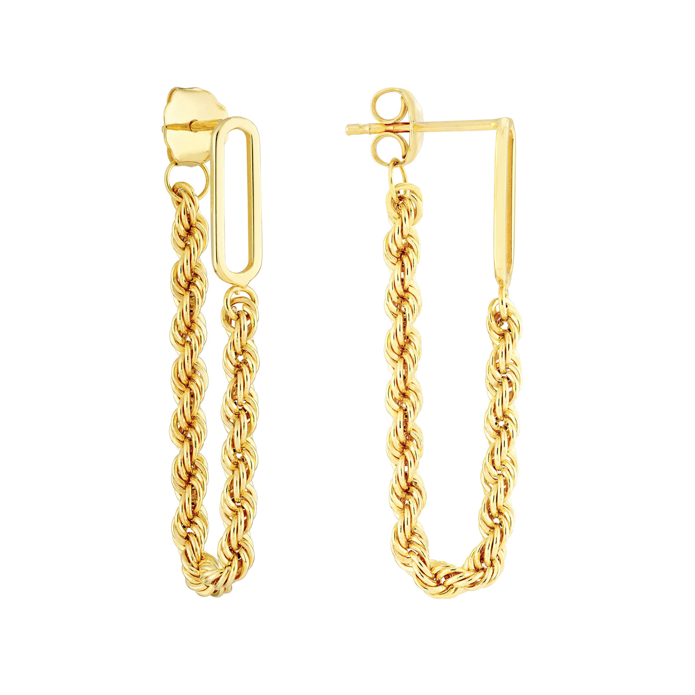 Front to Back Paper Clip + Rope Chain Earrings
