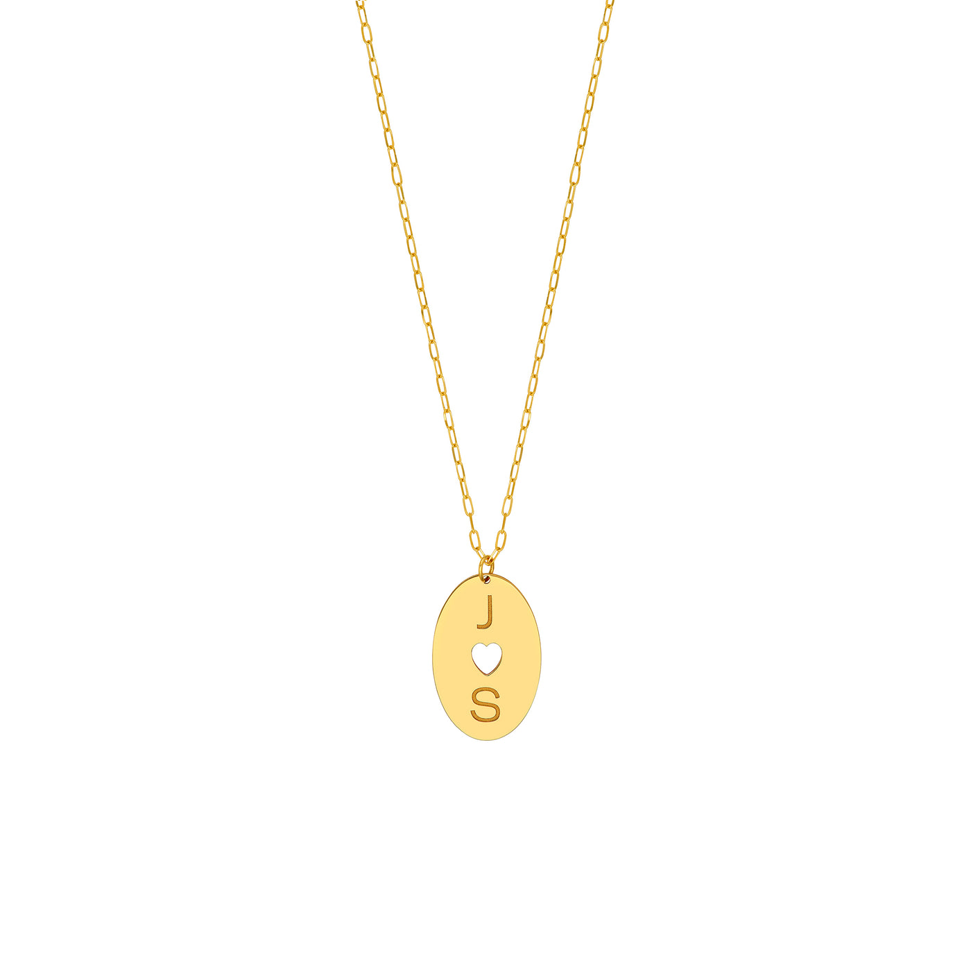 Cutout Heart Engravable Disk Paper Clip Necklace