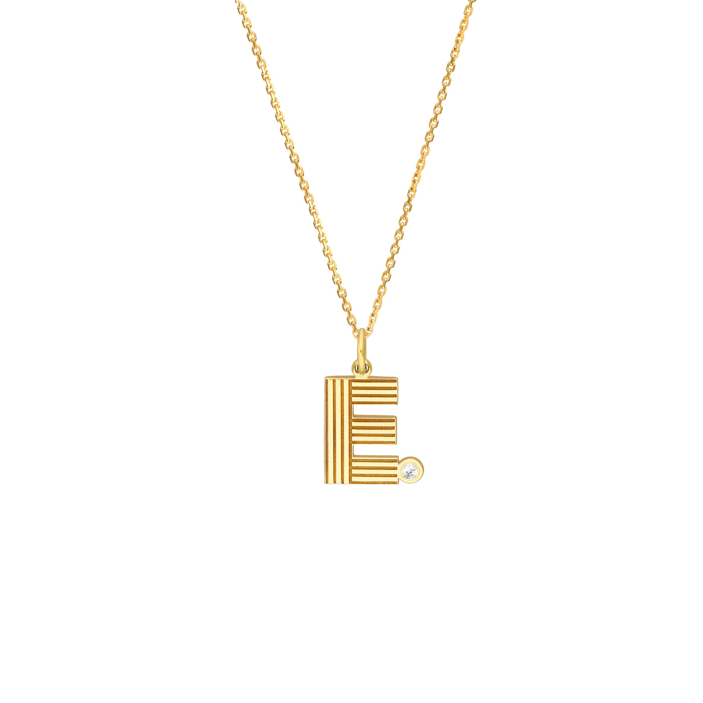 Block Lined Initial E with Diamond Necklace