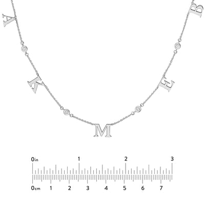 Initial & Diamond Bezel Station Necklace
