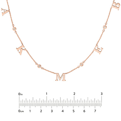 Initial & Diamond Bezel Station Necklace