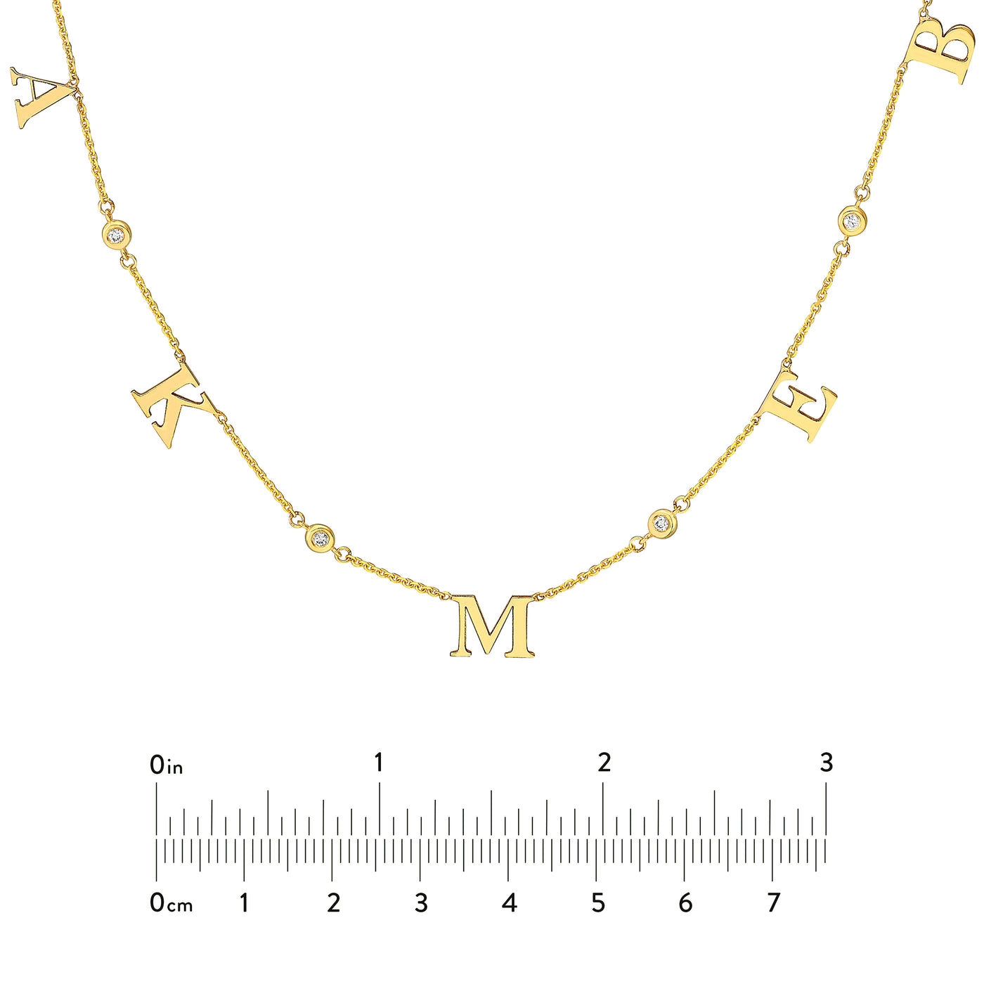 Initial & Diamond Bezel Station Necklace