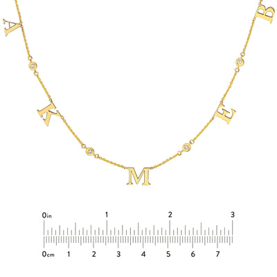 Initial & Diamond Bezel Station Necklace