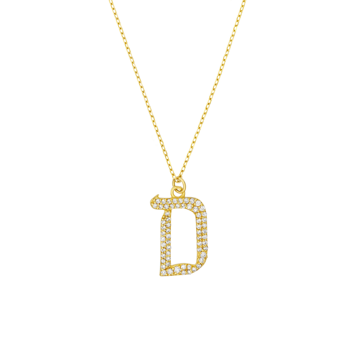 Diamond Gothic D Necklace