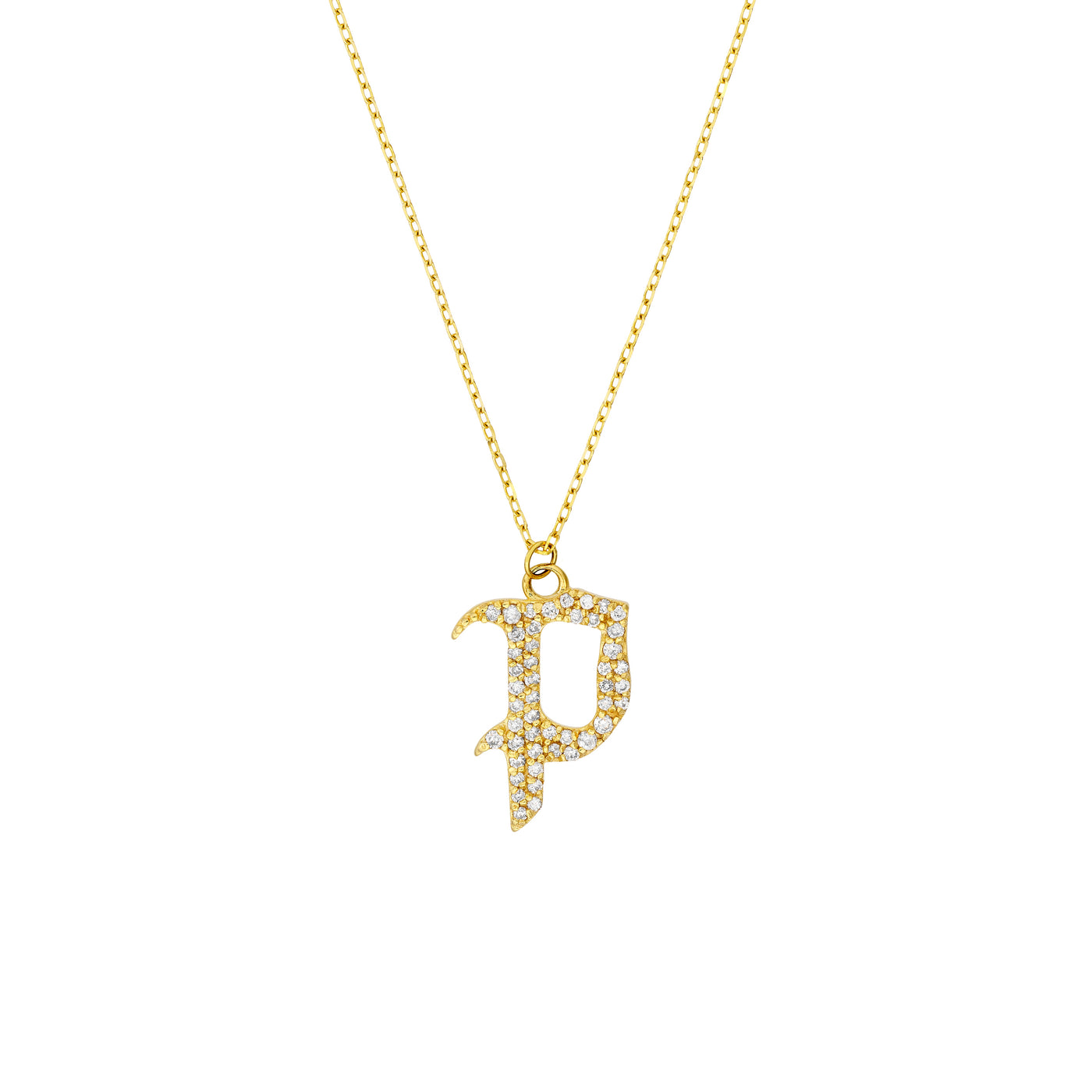 Diamond Gothic P Necklace