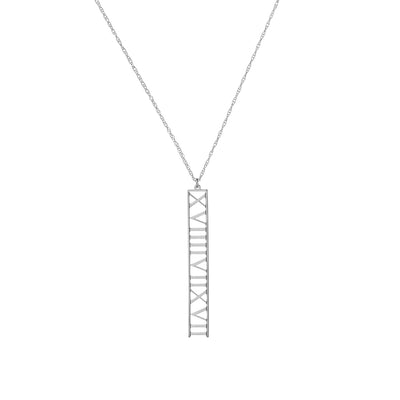 7mm Vertical Roman Numeral Pendant Necklace