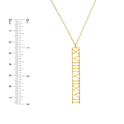 7mm Vertical Roman Numeral Pendant Necklace