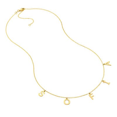 Block Initials Dangle Station Necklace
