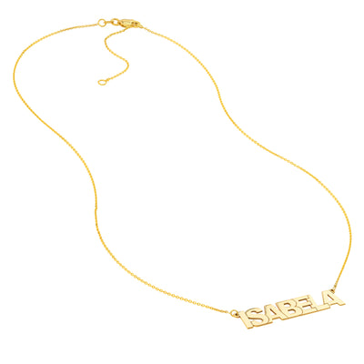 7mm Block Font Nameplate Necklace