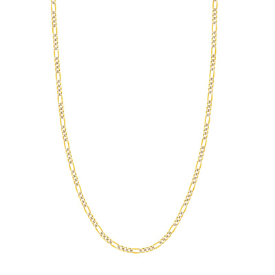3.2mm Two-Tone Pavé Figaro Chain with Lobster Lock