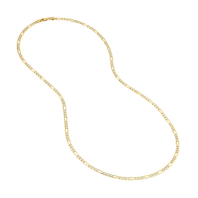 3.2mm Two-Tone Pavé Figaro Chain with Lobster Lock