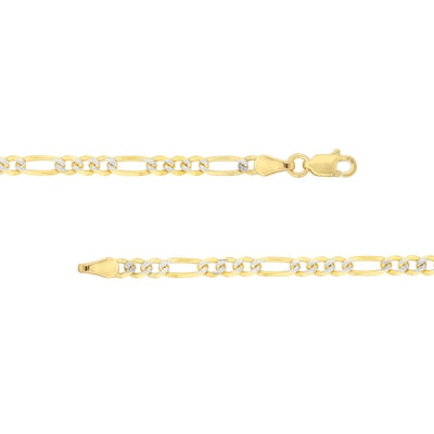 3.2mm Two-Tone Pavé Figaro Chain with Lobster Lock