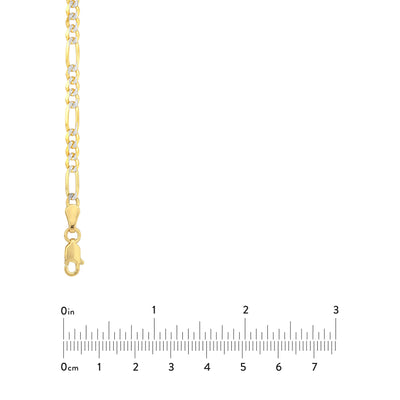 3.2mm Two-Tone Pavé Figaro Chain with Lobster Lock