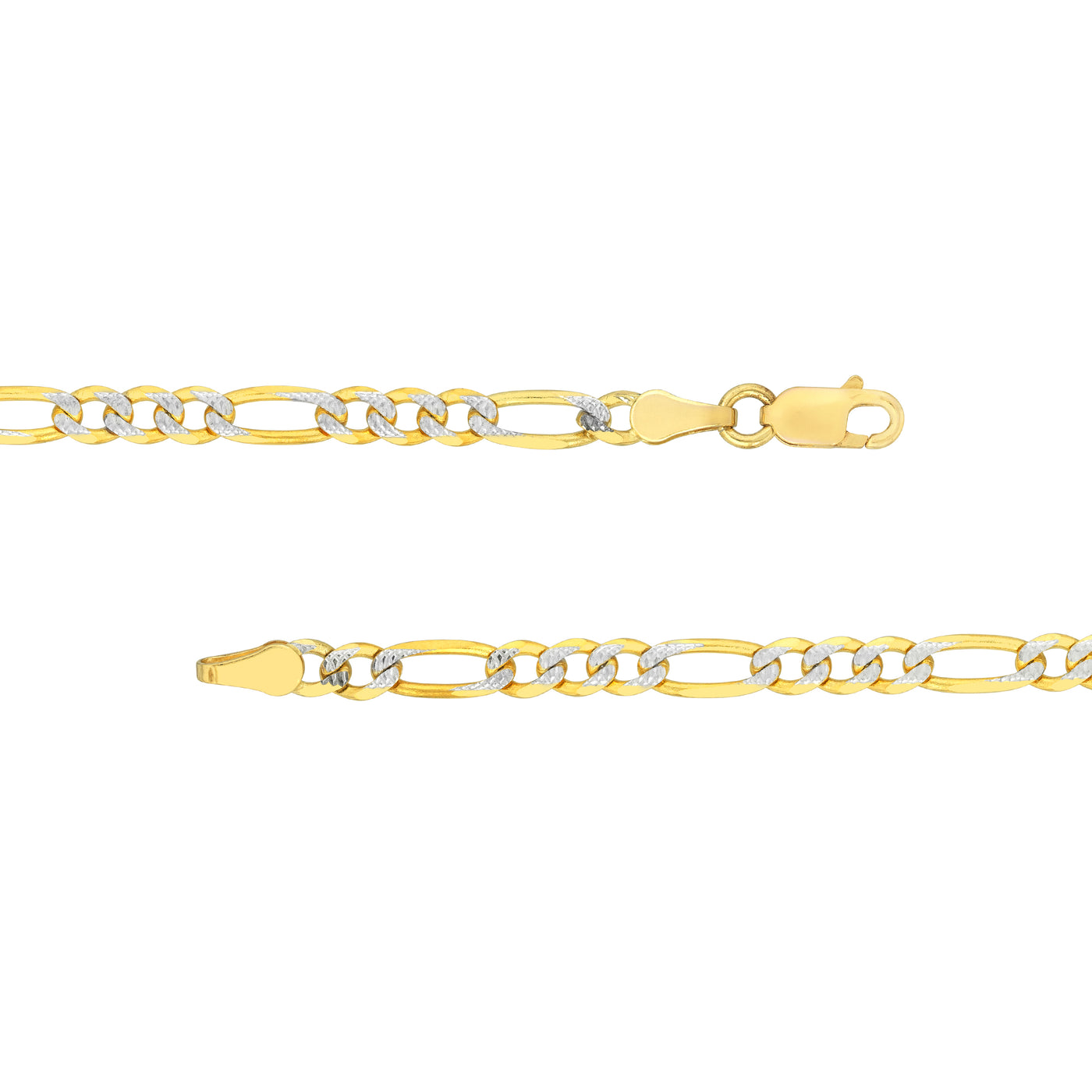 3.9mm Two-Tone Pavé Figaro Chain with Lobster Lock