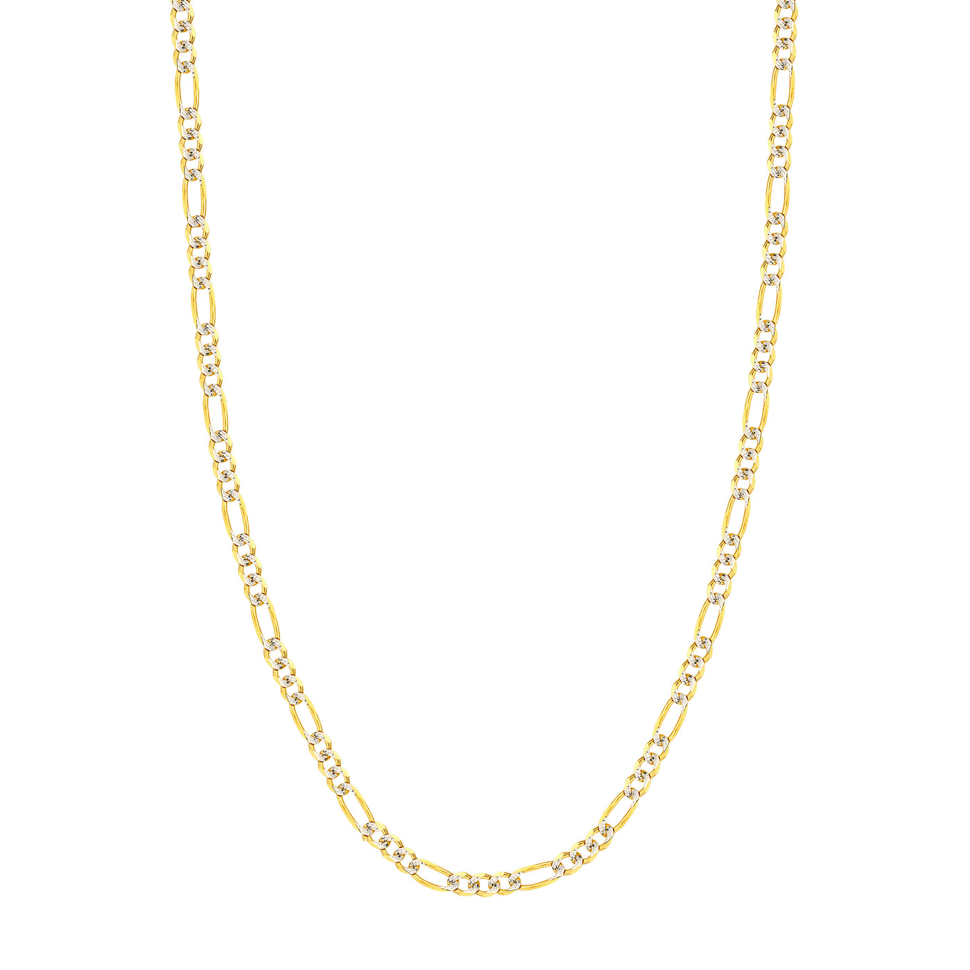 4.75mm Two-Tone Pavé Figaro Chain with Lobster Lock