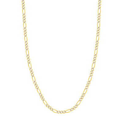 4.75mm Two-Tone Pavé Figaro Chain with Lobster Lock